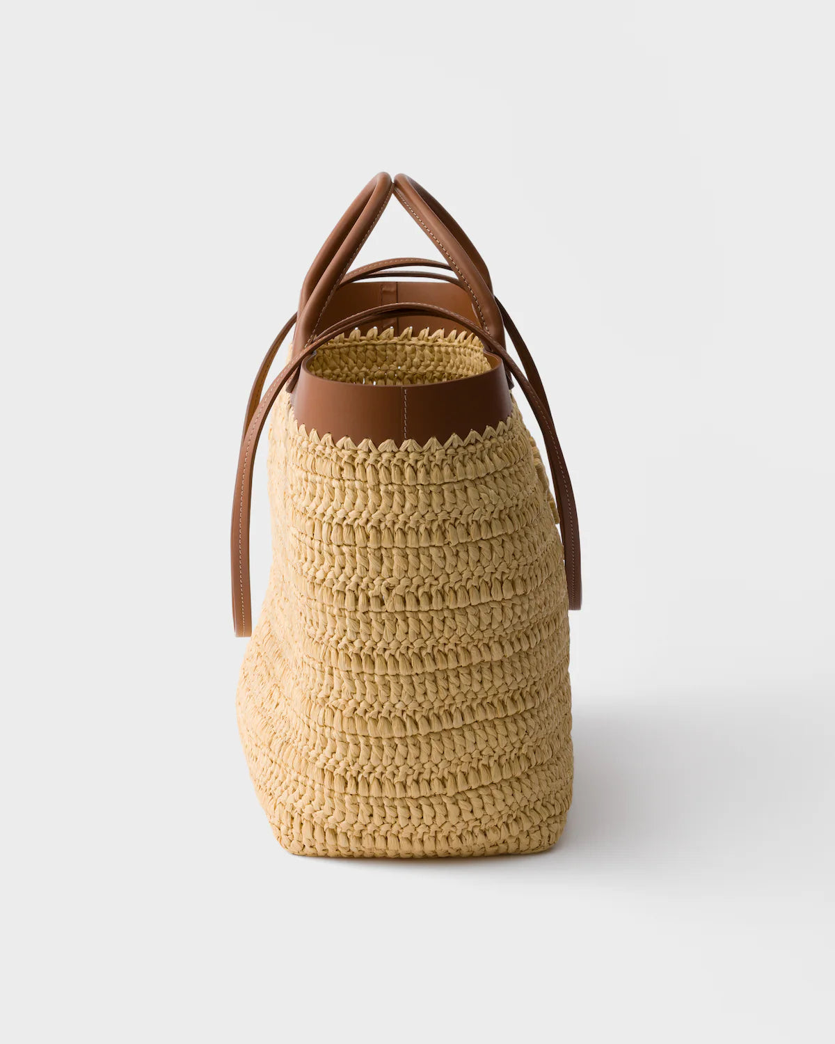 Medium crochet and leather tote bag