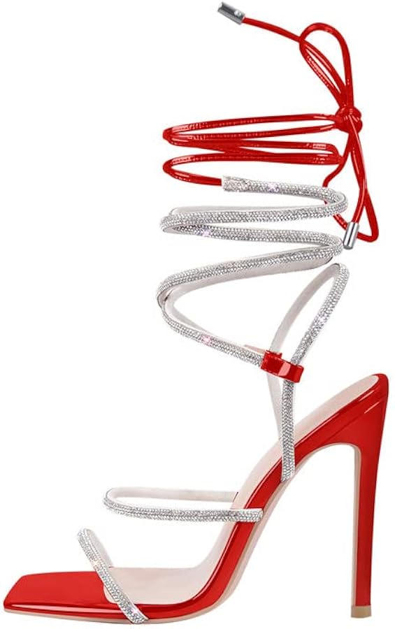 Rene Caovilla Luxe Crystal Lace-Up Stiletto Heel