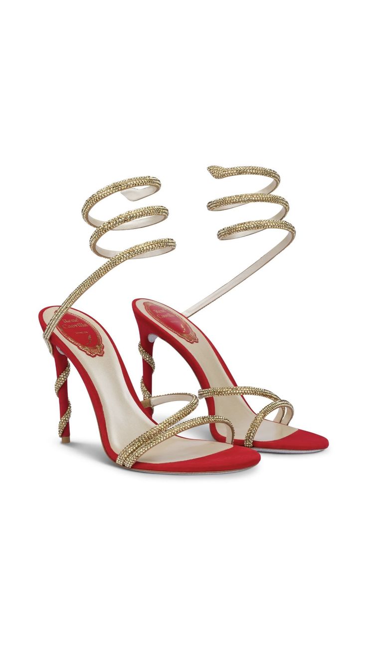 Rene Caovilla Crystal Spiral Wrap Stiletto Sandals