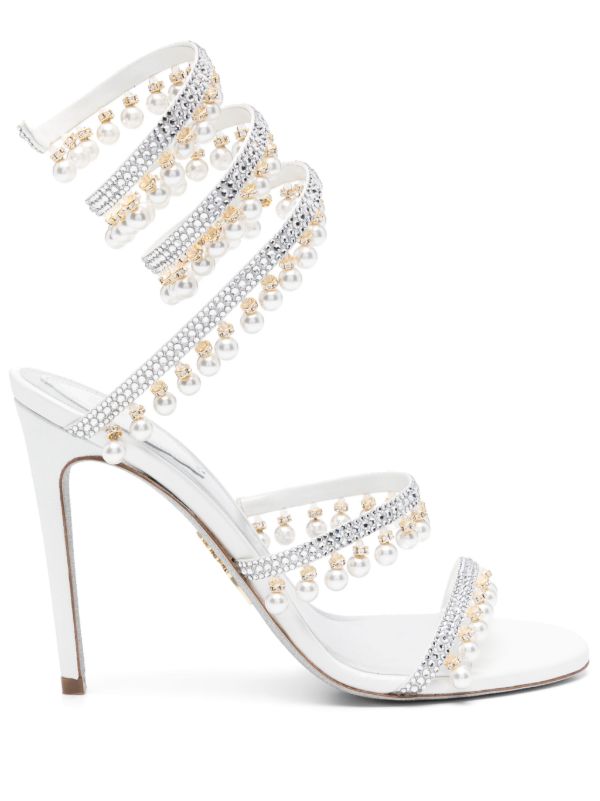 Rene Caovilla Pearl Crystal Spiral Heels