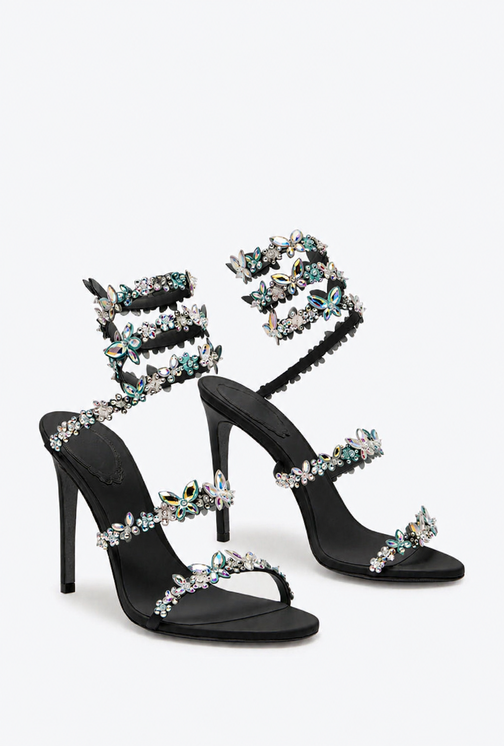 Rene Caovilla Crystal Butterfly Spiral Heels