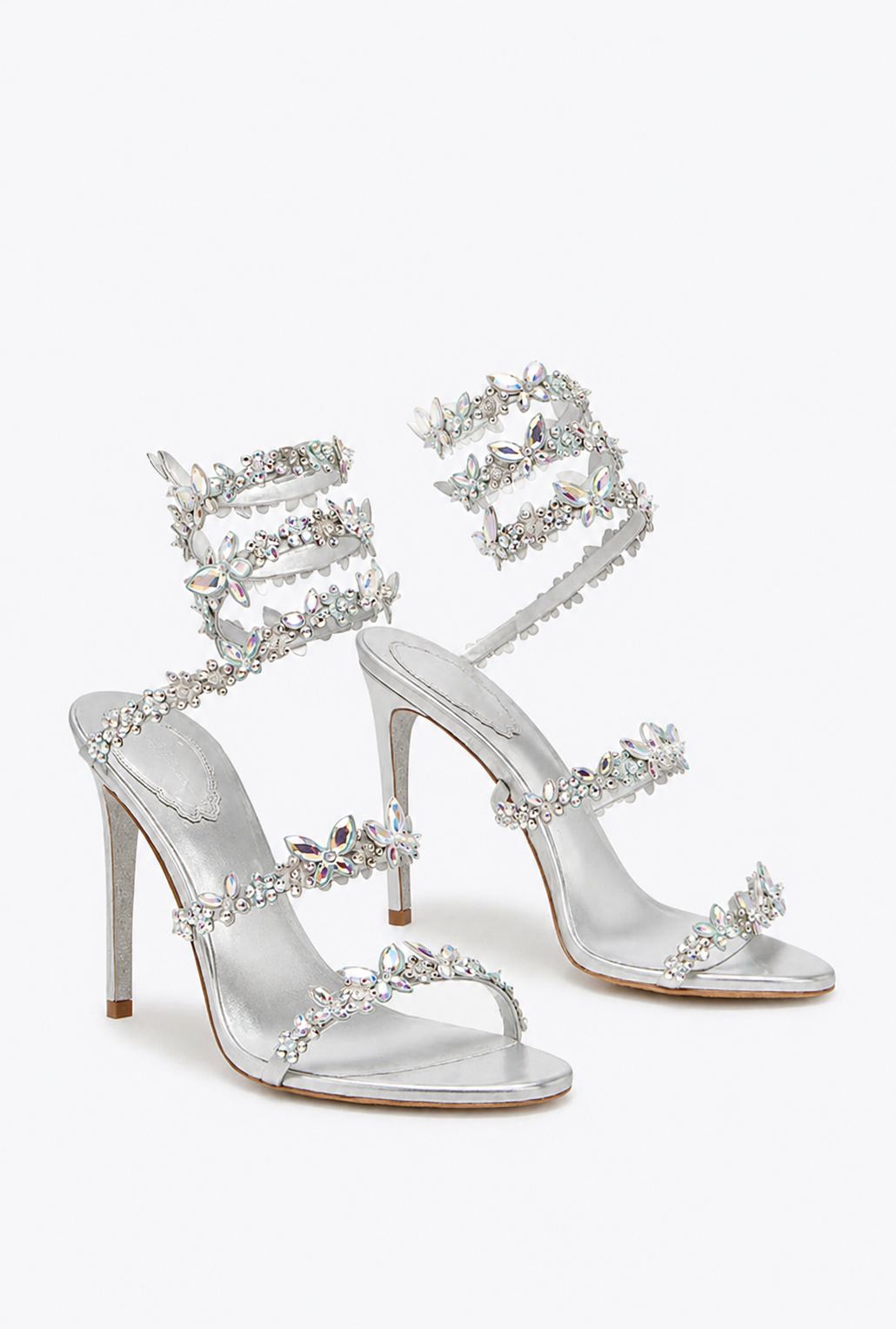 Rene Caovilla Crystal Butterfly Spiral Heels