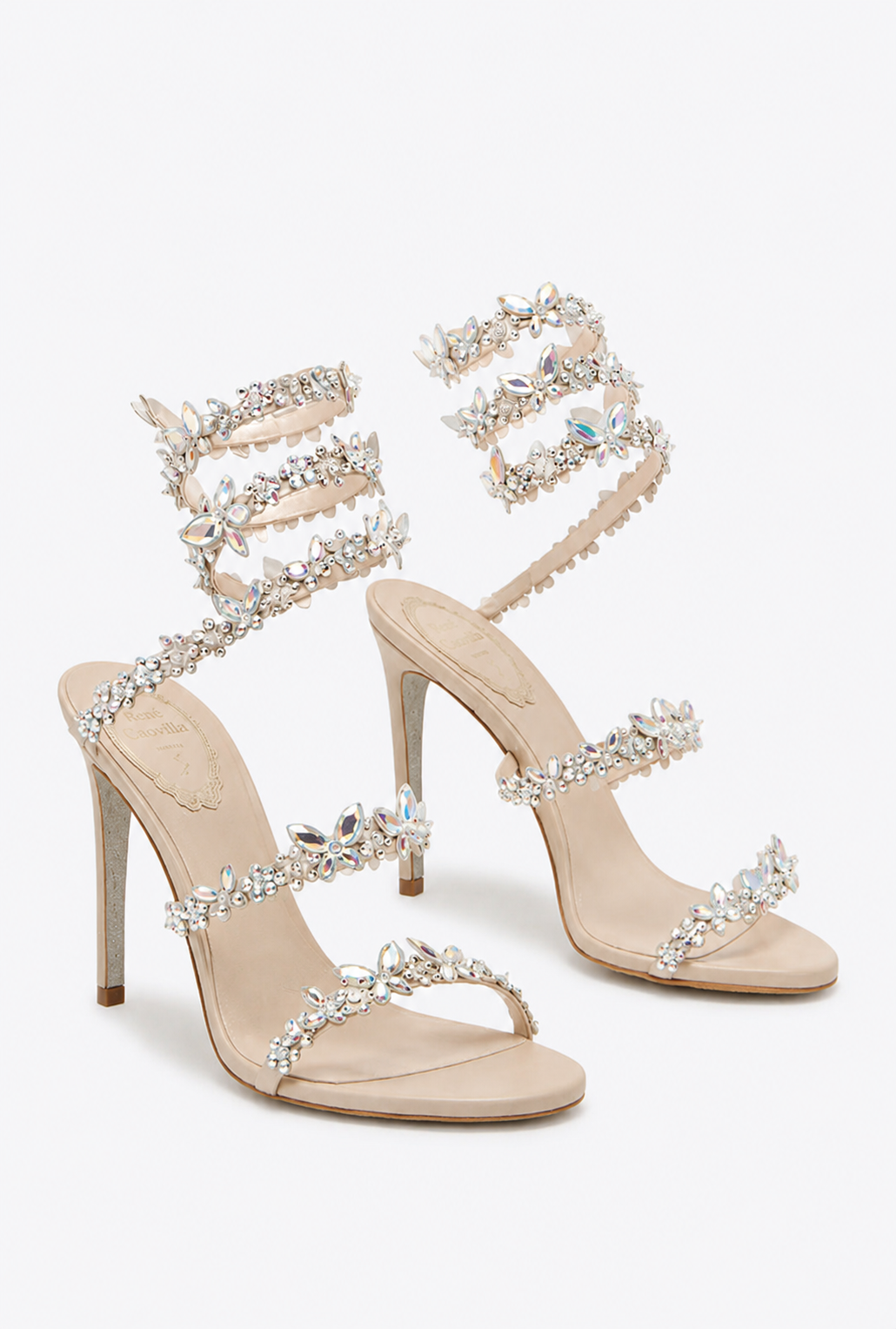 Rene Caovilla Crystal Butterfly Spiral Heels