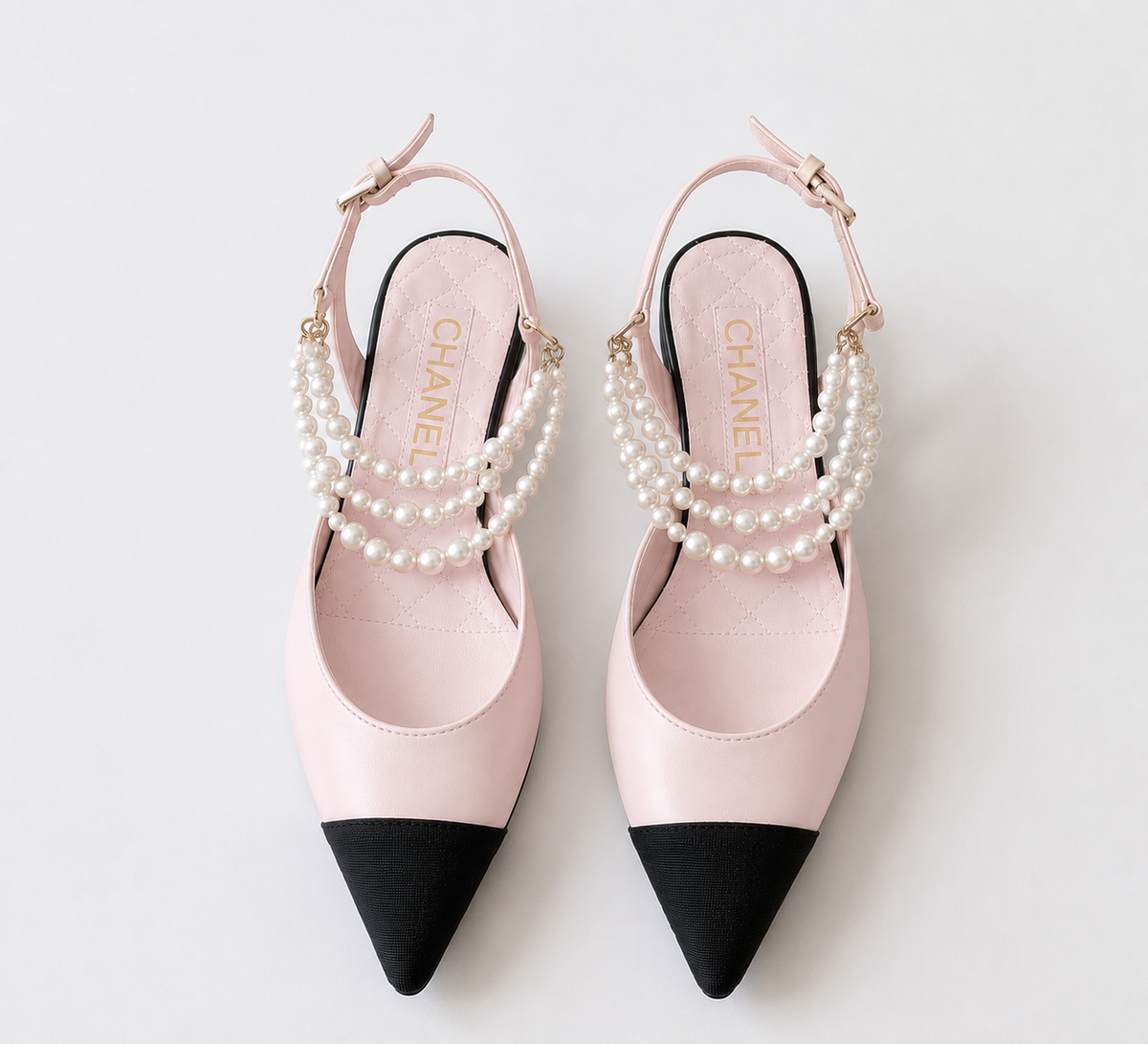 Chanel Pearl Slingback Cap-Toe Heels