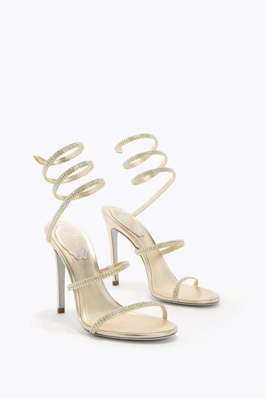Rene Caovilla Crystal Spiral Strap Stiletto Heels