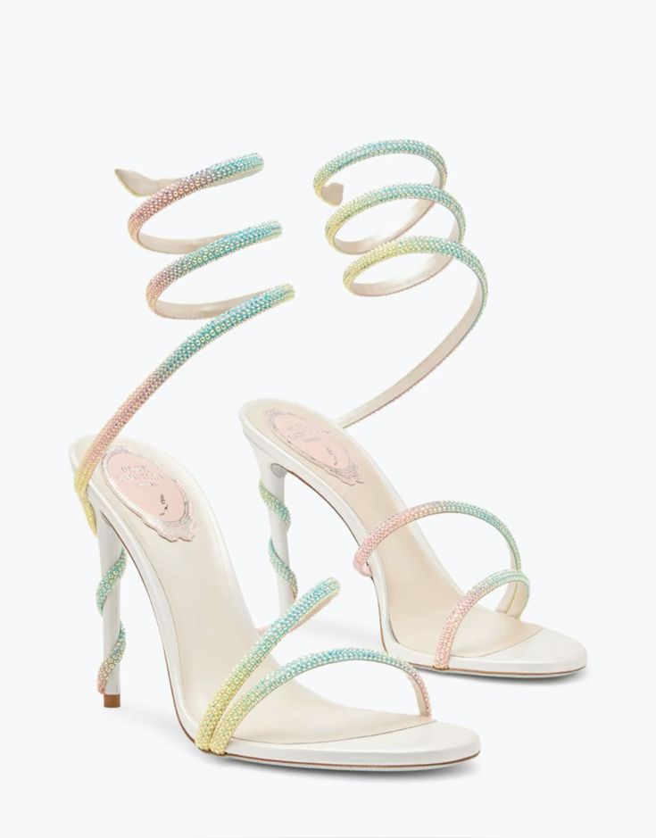 Rene Caovilla Crystal Spiral Wrap Stiletto Sandals