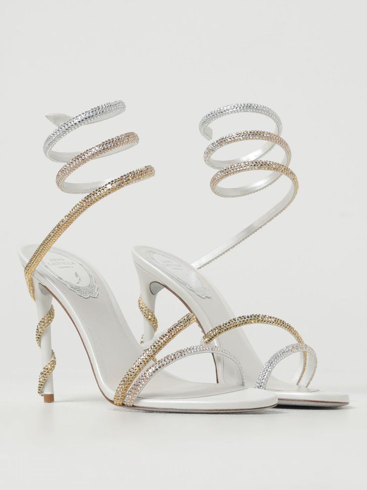 Rene Caovilla Crystal Spiral Wrap Stiletto Sandals
