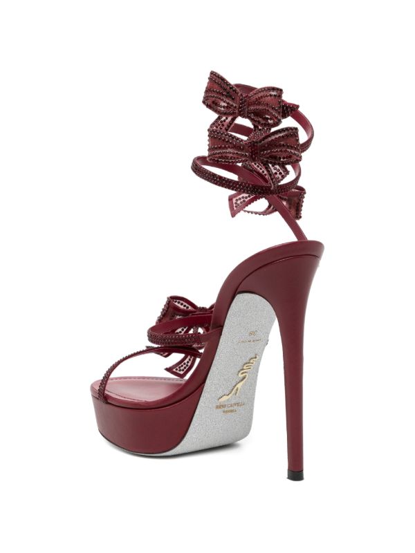 Rene Caovilla Crystal Bow Spiral Platform Heel