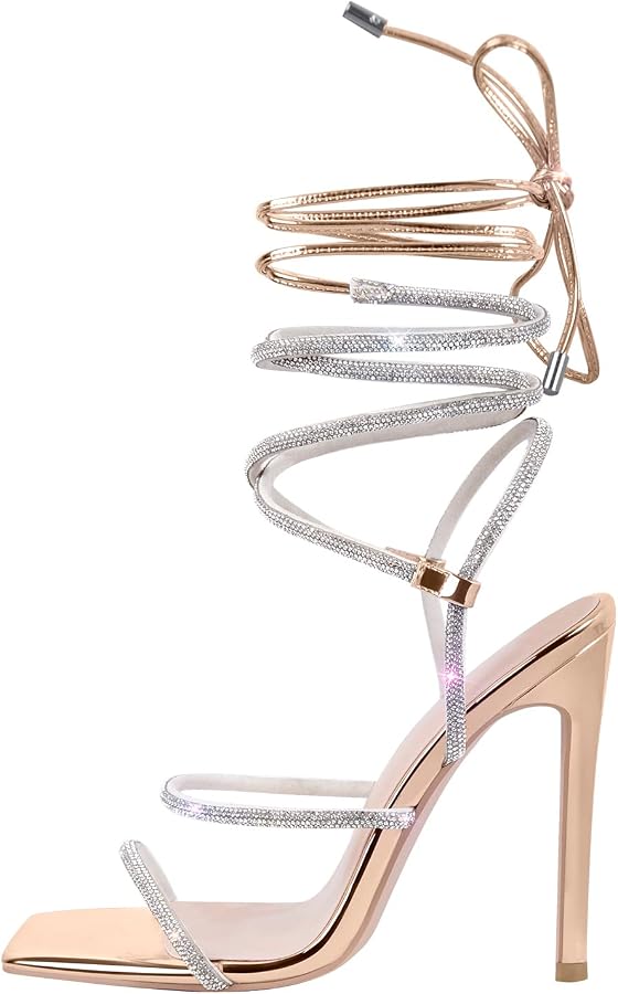 Rene Caovilla Luxe Crystal Lace-Up Stiletto Heel