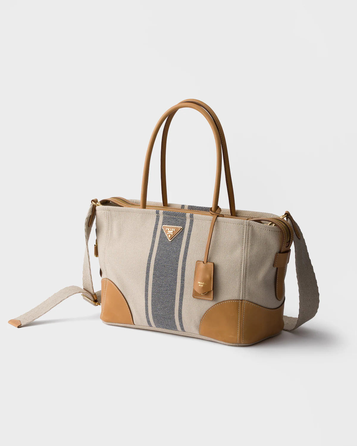 Large canvas and leather tote bag