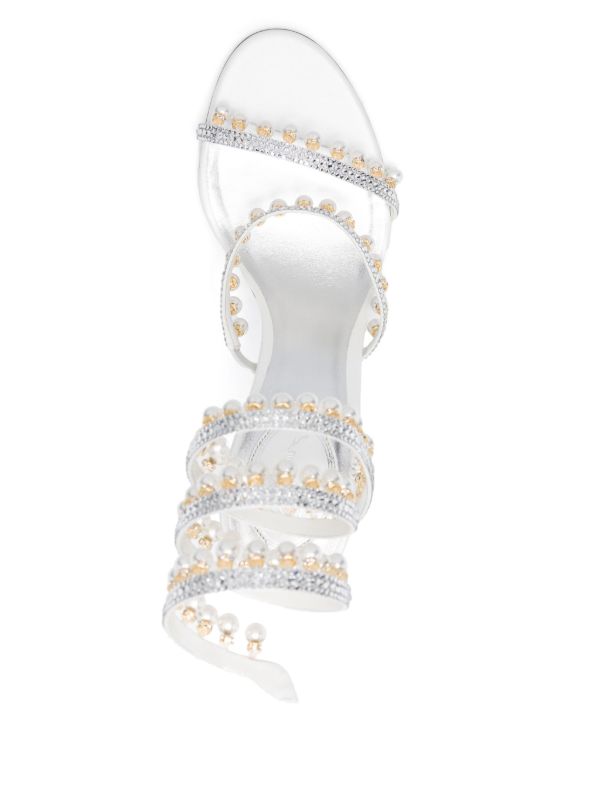 Rene Caovilla Pearl Crystal Spiral Heels