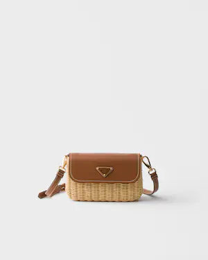 Small wicker and leather shoulder bag