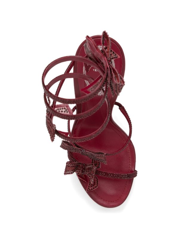 Rene Caovilla Crystal Bow Spiral Platform Heel