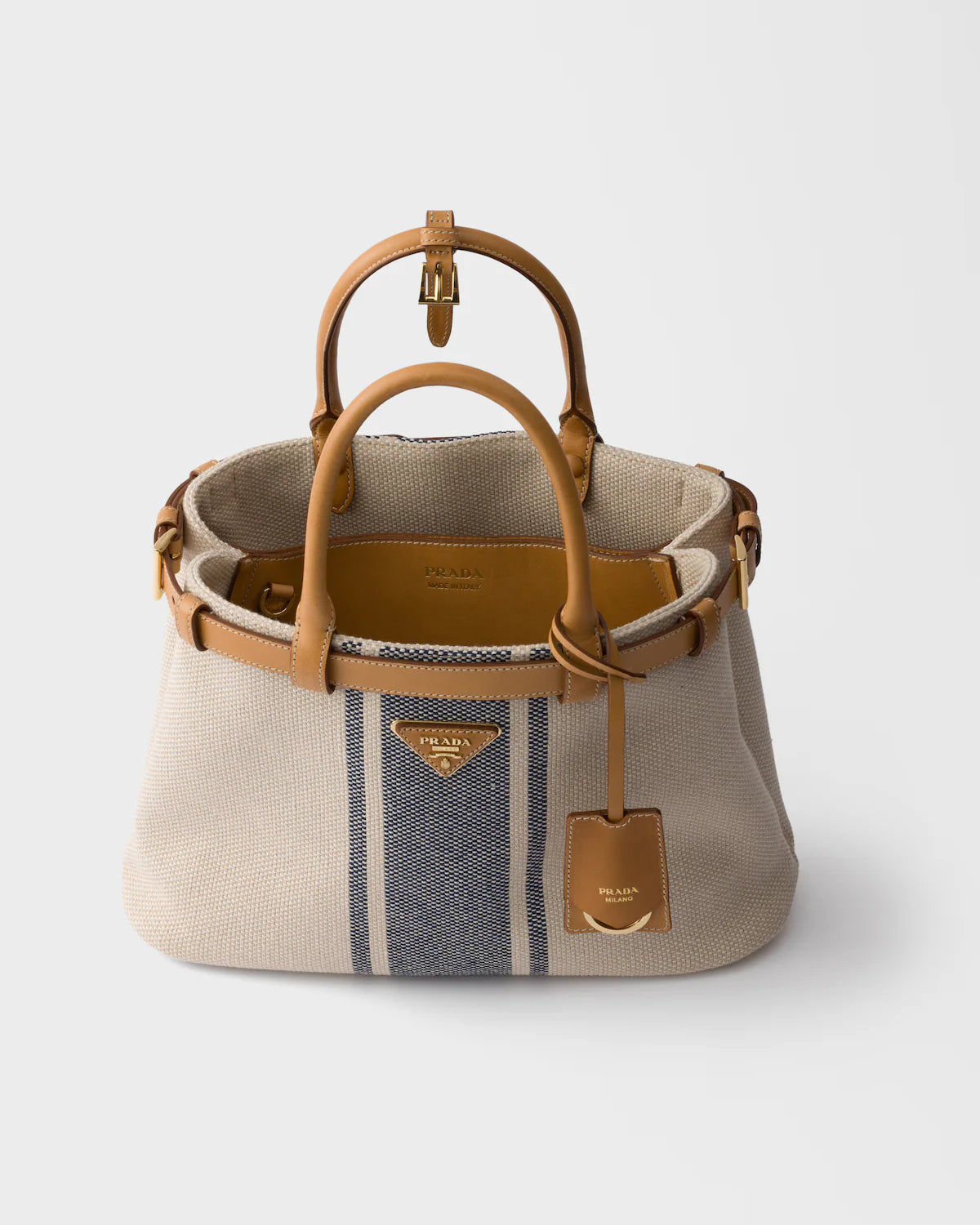 Prada Buckle small canvas and leather bag