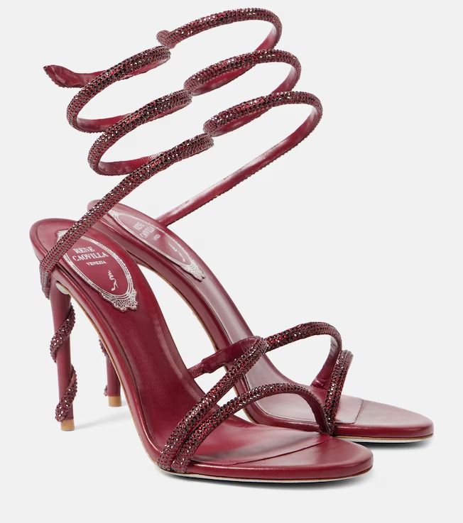 Rene Caovilla Crystal Spiral Wrap Stiletto Sandals