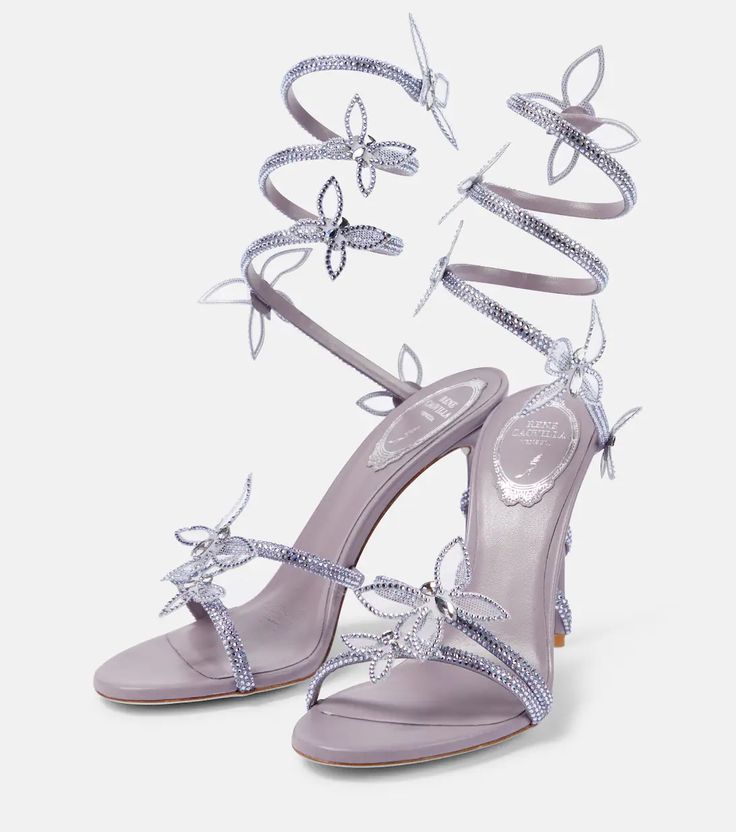 Rene Caovilla Butterfly Crystal Wrap Heels