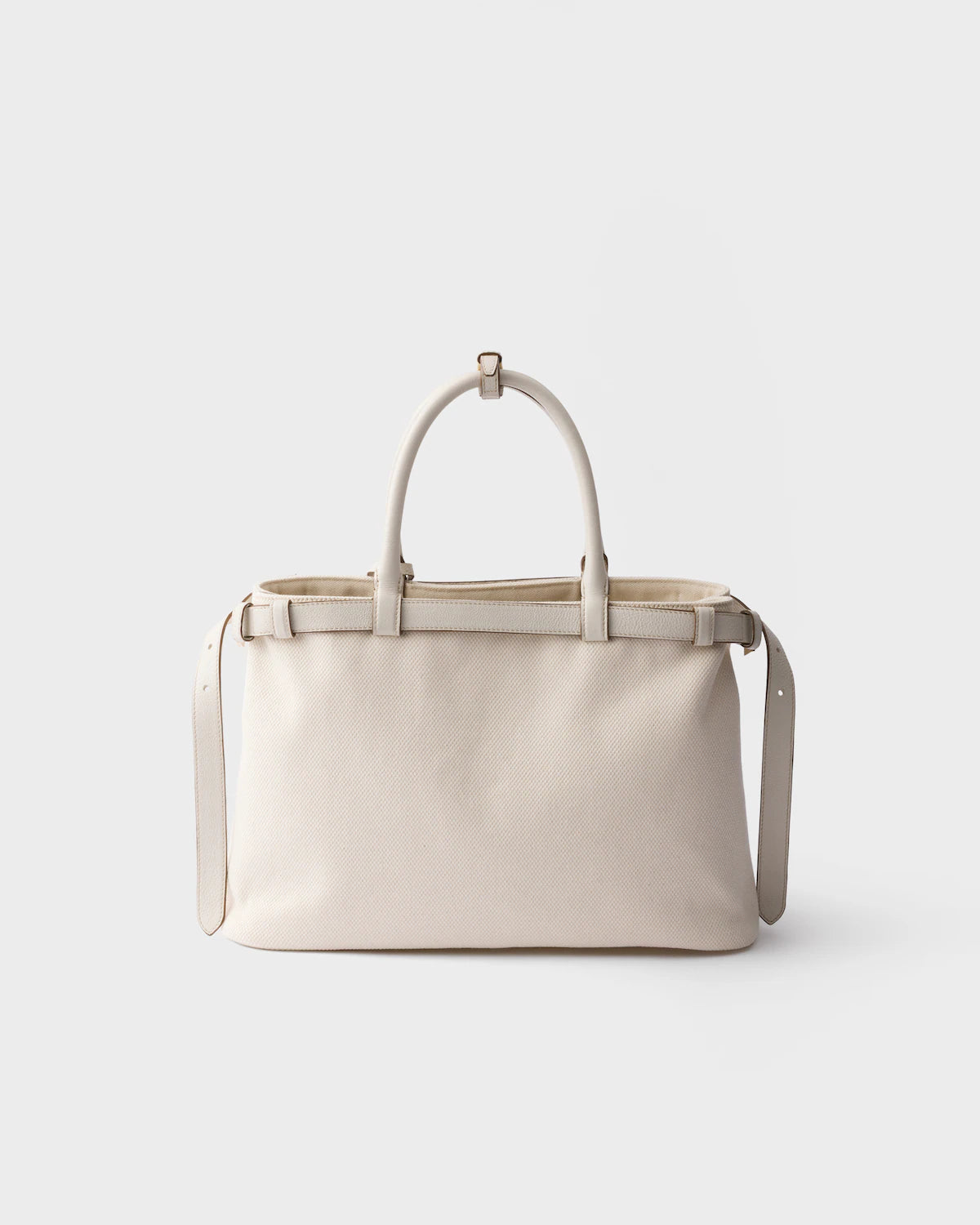 Prada Buckle medium cotton canvas and leather bag