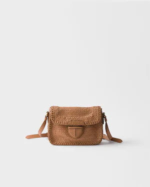 Woven leather mini shoulder bag