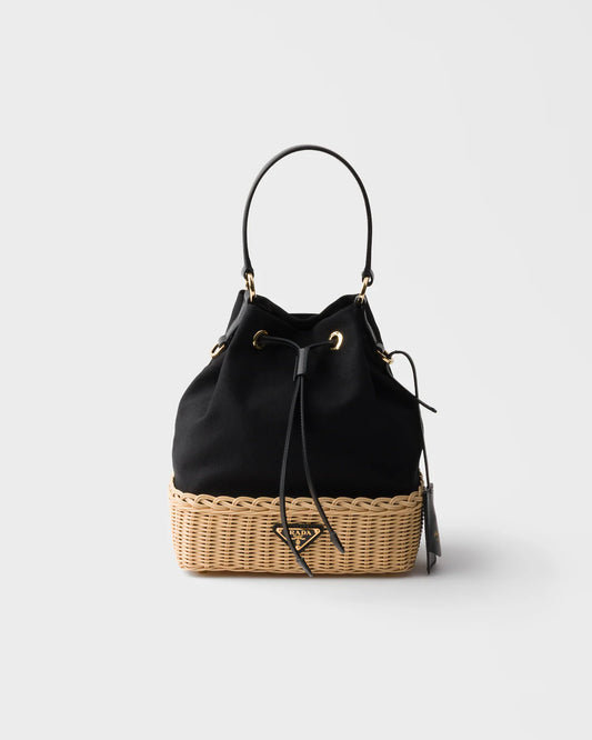 Medium crochet and leather tote bag