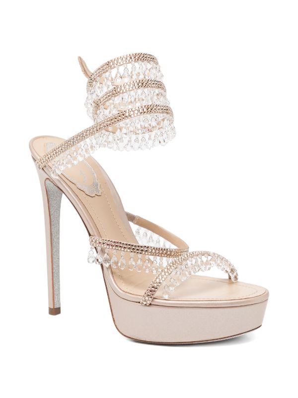 Rene Caovilla Crystal Fringe Platform Heels
