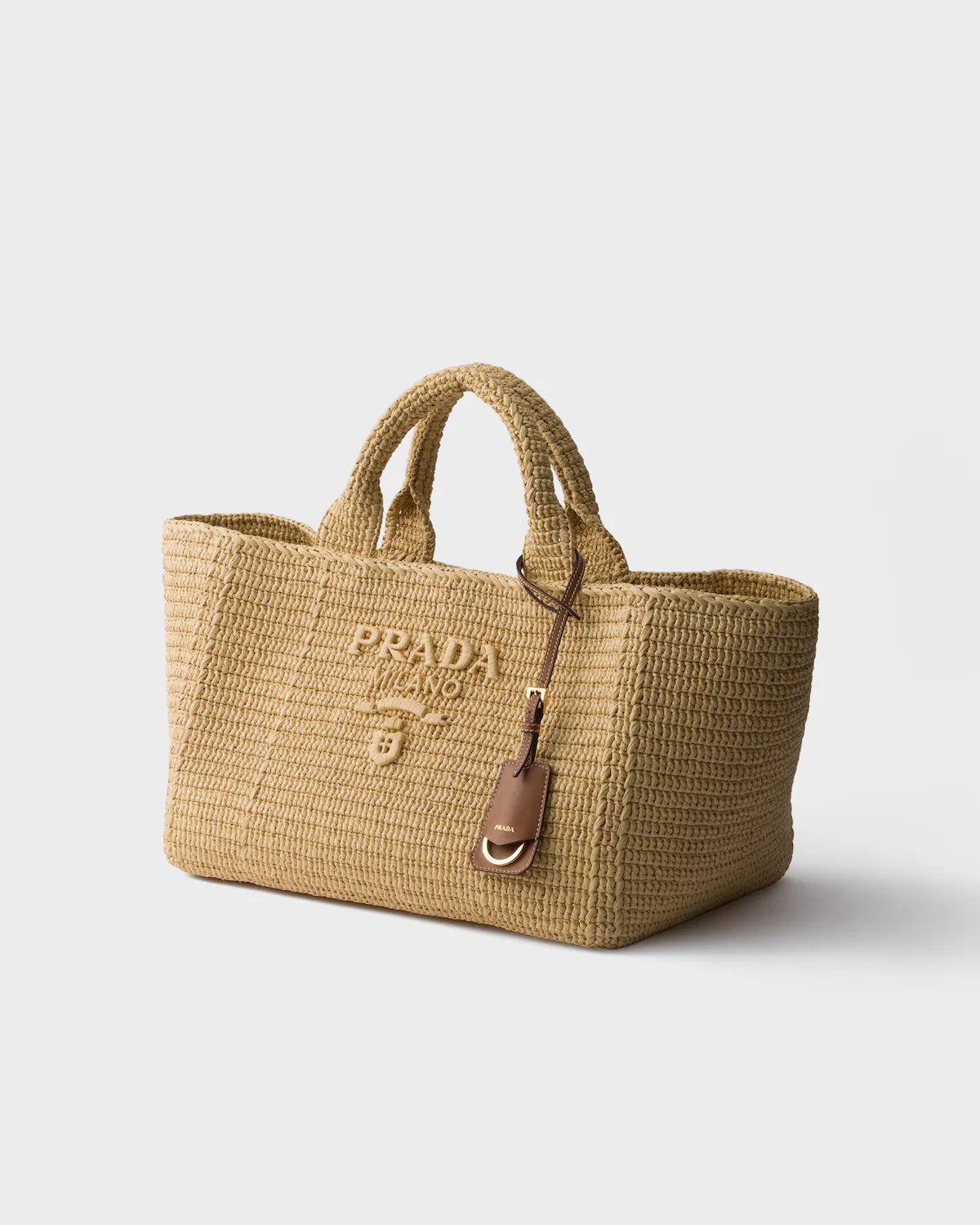 Large crochet tote bag with leather details