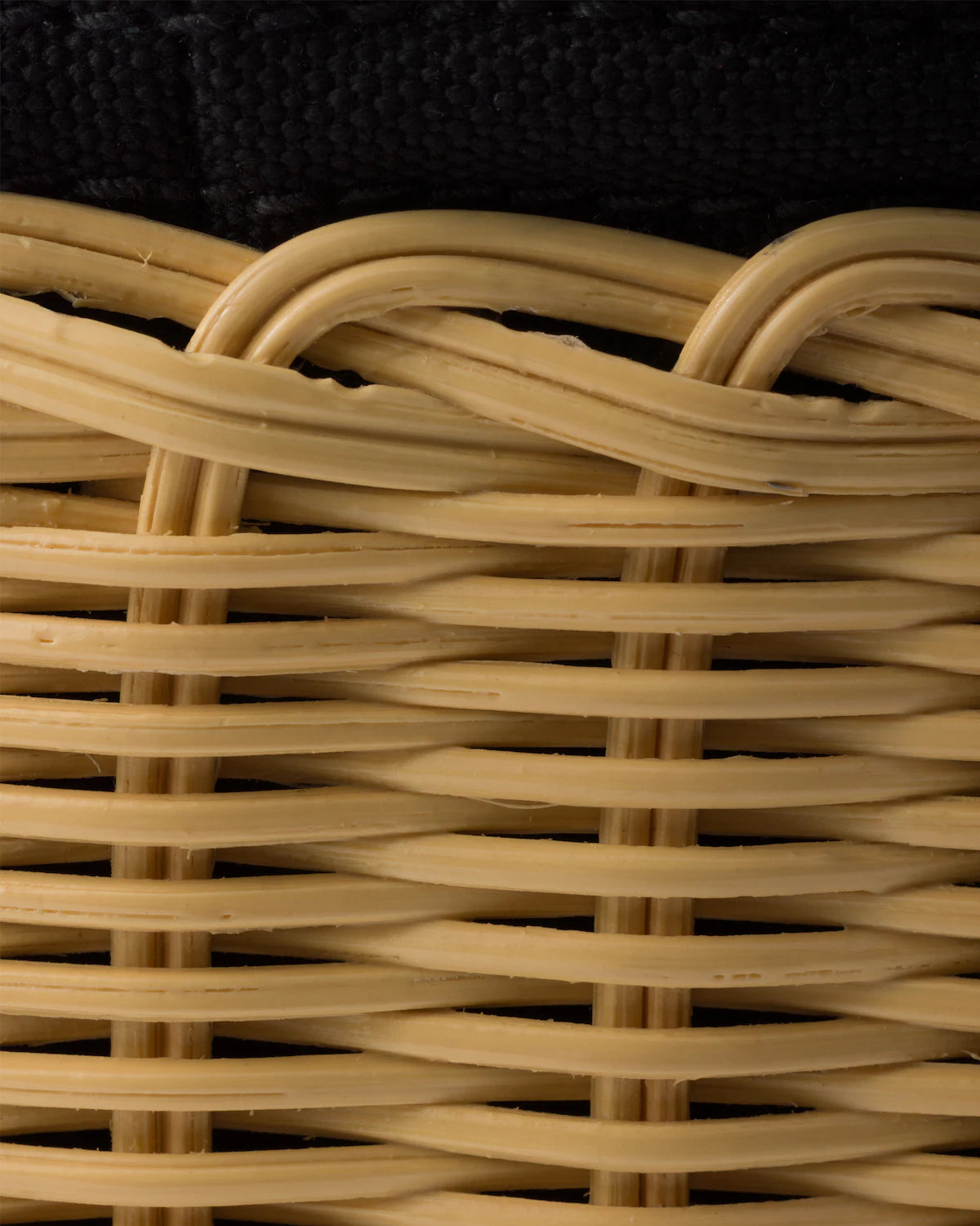Small wicker and canvas tote bag
