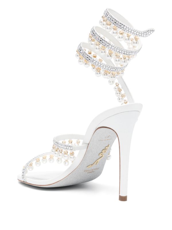 Rene Caovilla Pearl Crystal Spiral Heels