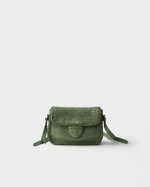 Woven leather mini shoulder bag
