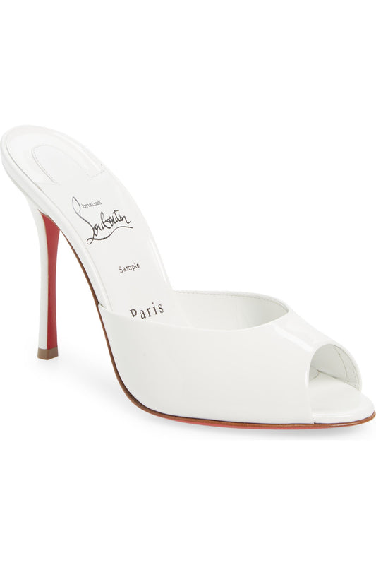 Cristian louboutin  Patent Leather Peep-Toe Mule (Red Sole Edition)