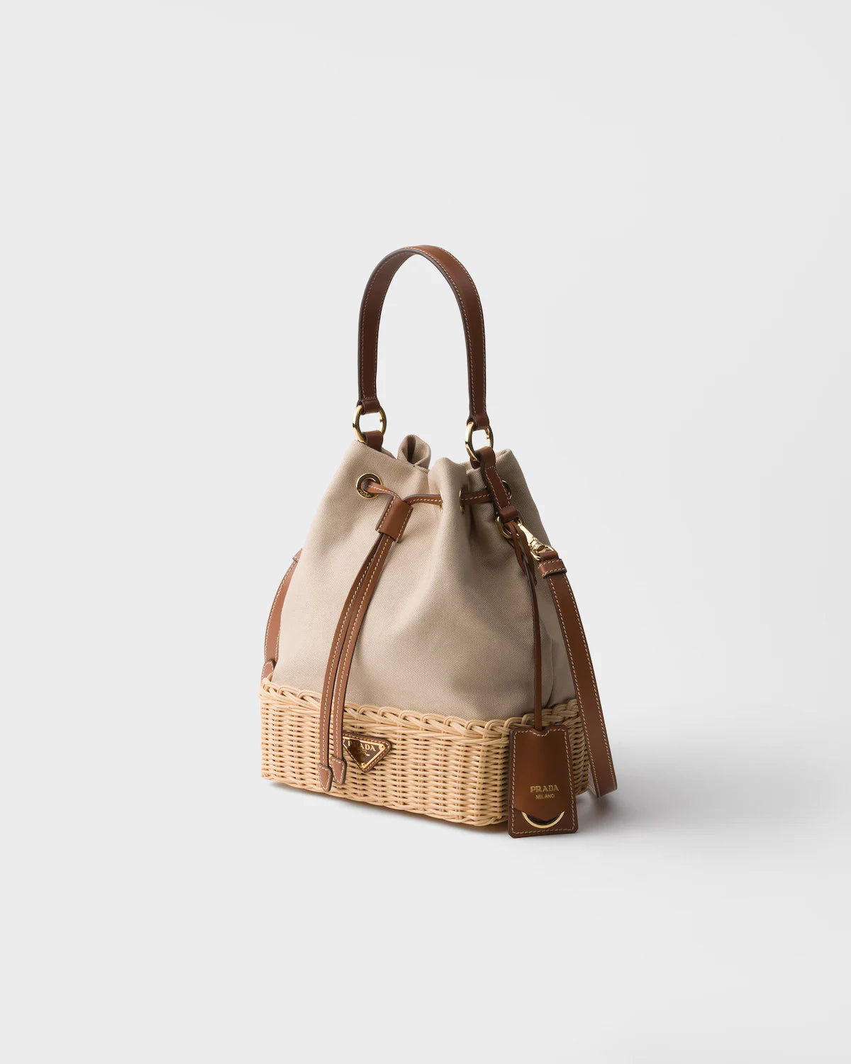 Medium crochet and leather tote bag