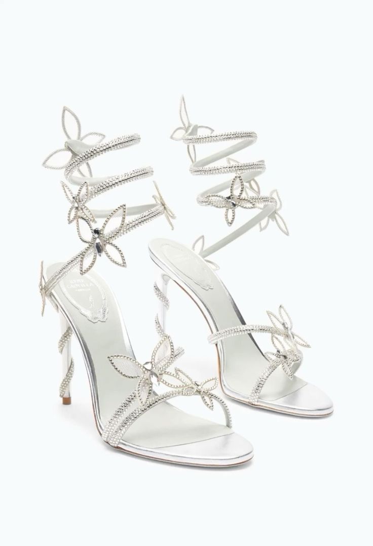 Rene Caovilla Butterfly Crystal Wrap Heels