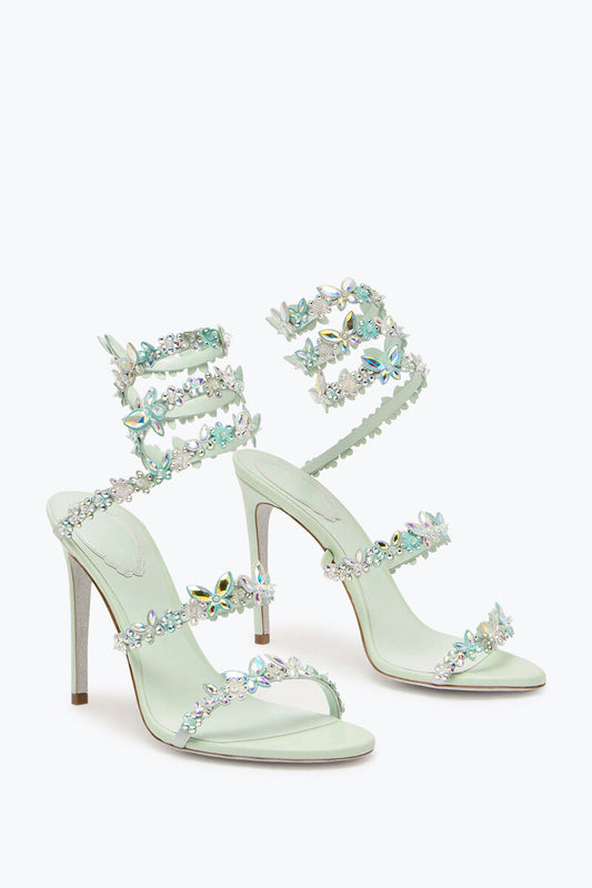 Rene Caovilla Crystal Butterfly Spiral Heels