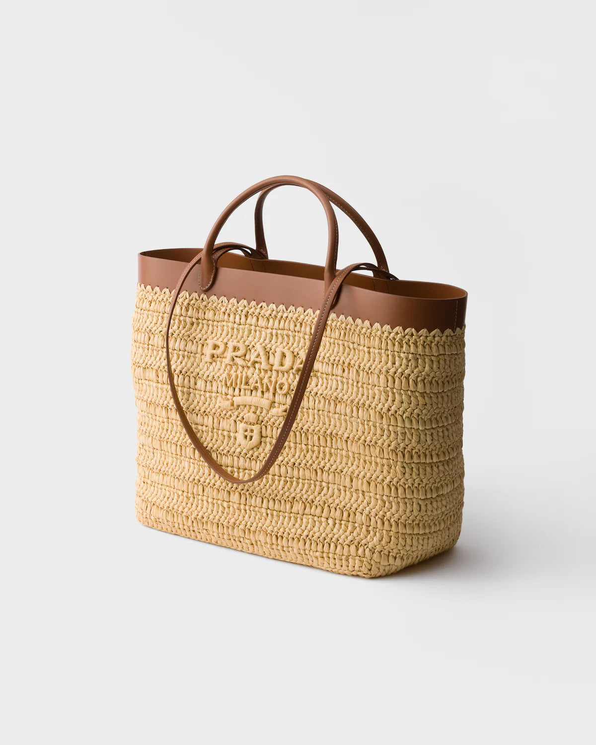 Medium crochet and leather tote bag