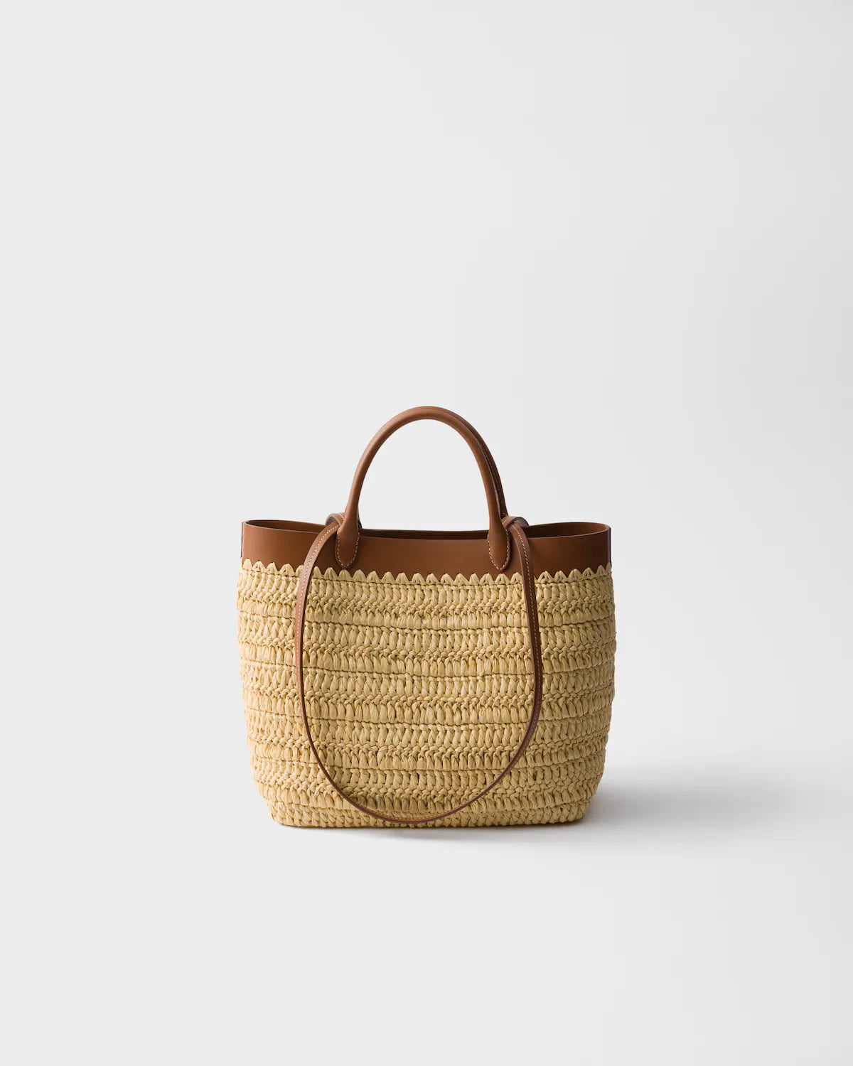 Small crochet and leather tote bag