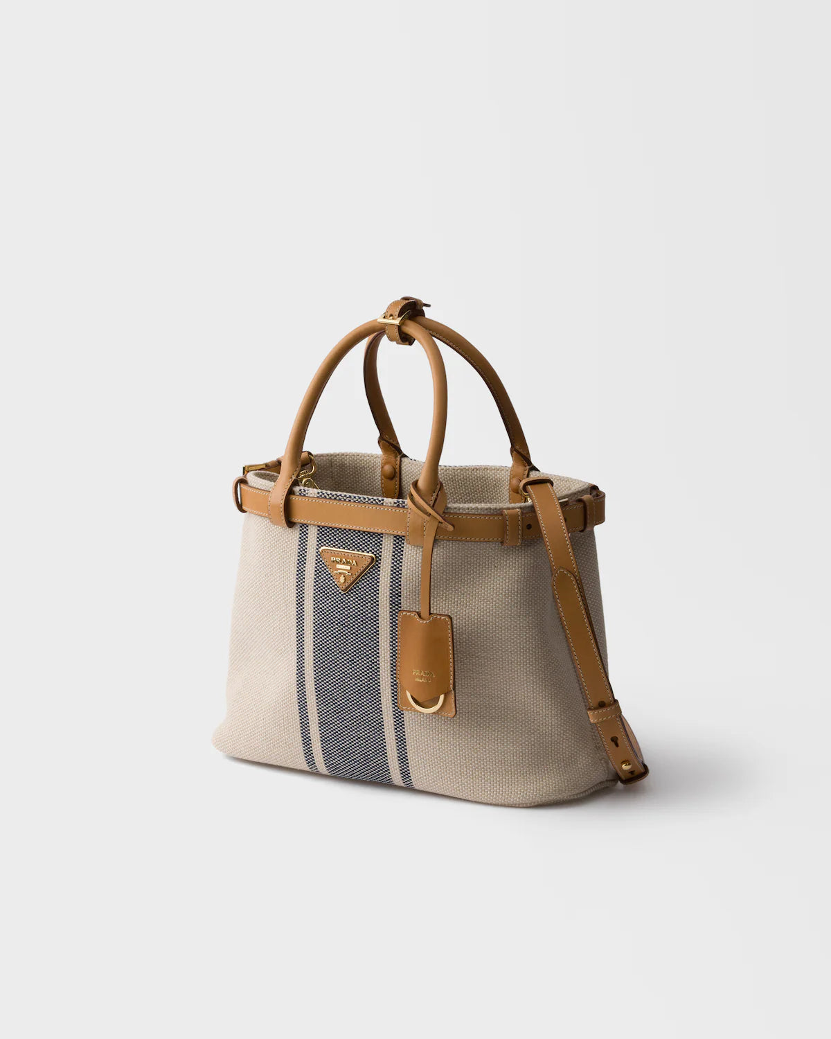 Prada Buckle small canvas and leather bag
