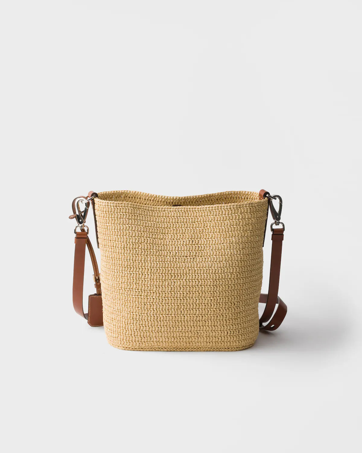 Small crochet and leather bucket bag