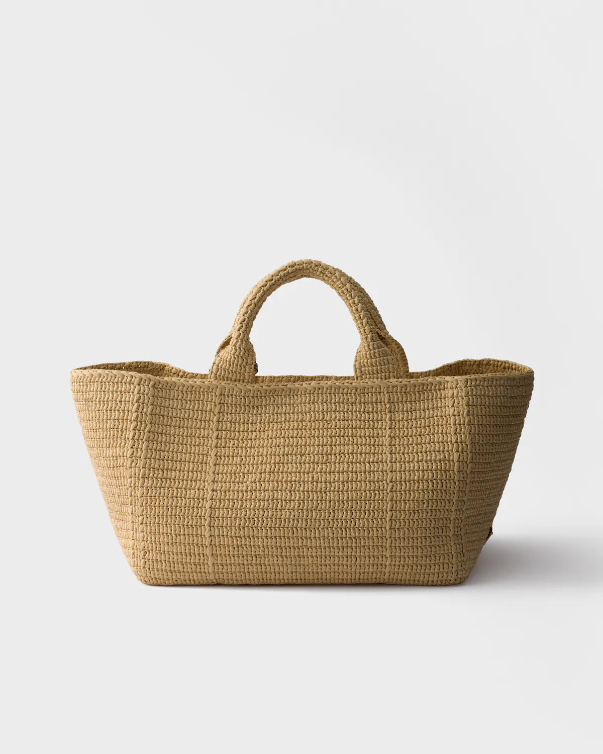 Large crochet tote bag with leather details