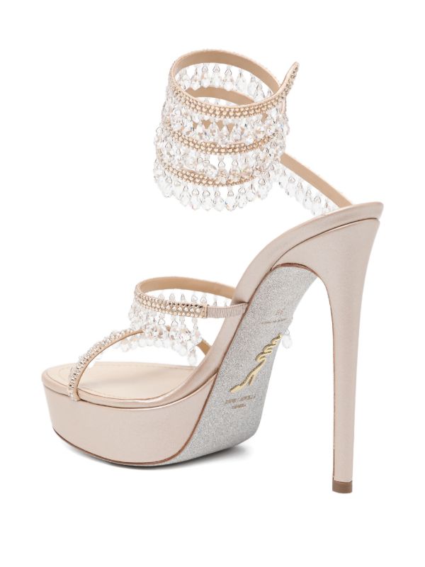 Rene Caovilla Crystal Fringe Platform Heels