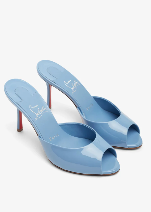 Cristian louboutin  Patent Leather Peep-Toe Mule (Red Sole Edition)