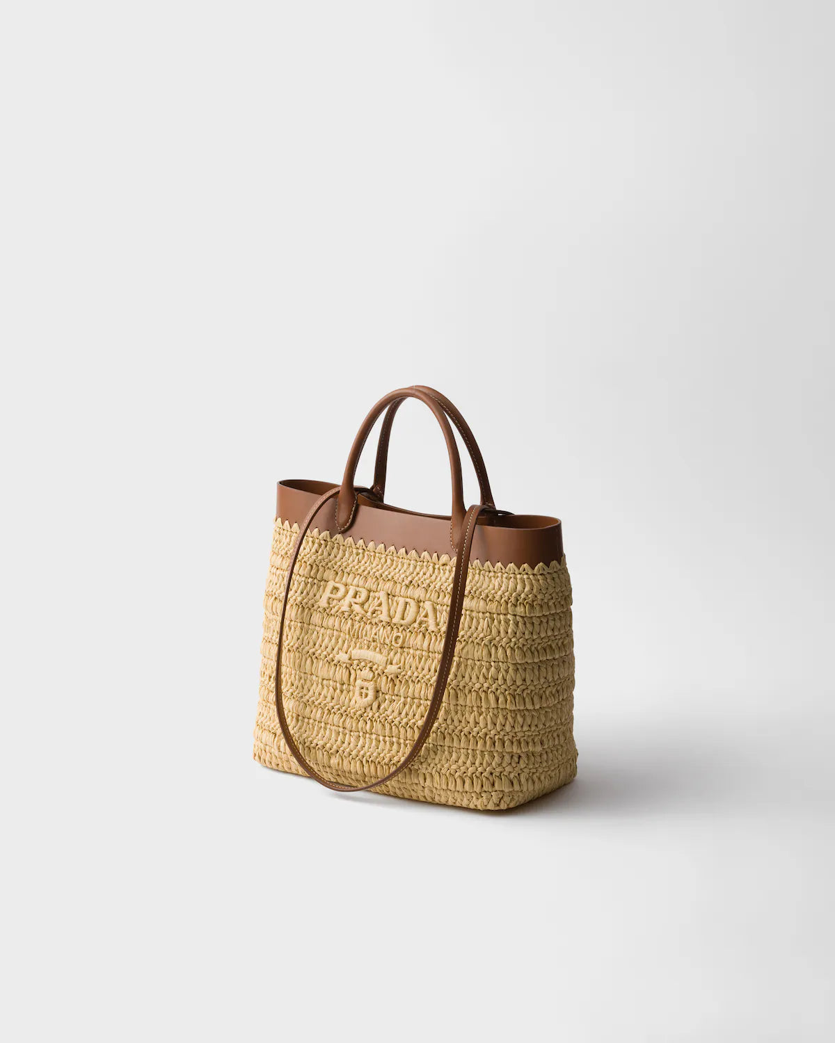 Small crochet and leather tote bag