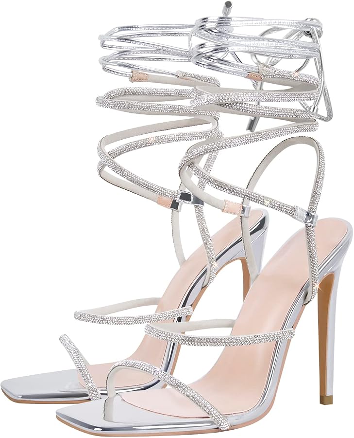 Rene Caovilla Luxe Crystal Lace-Up Stiletto Heel