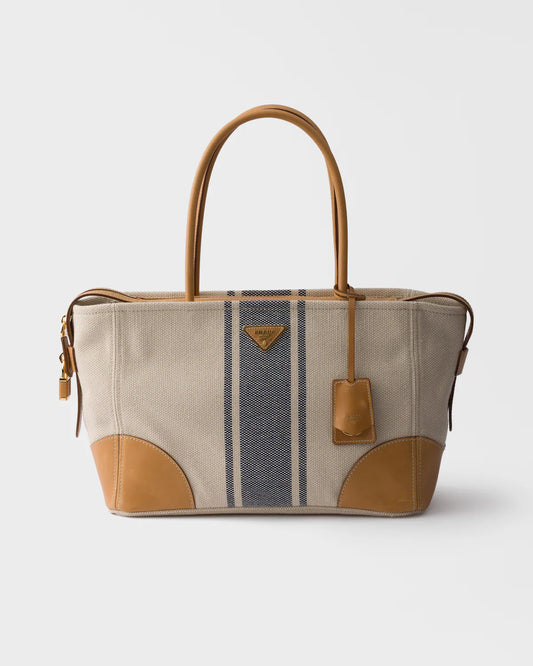 Large canvas and leather tote bag