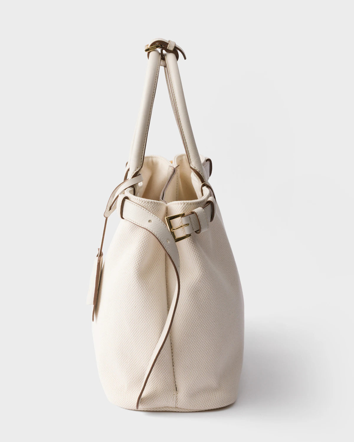 Prada Buckle medium cotton canvas and leather bag