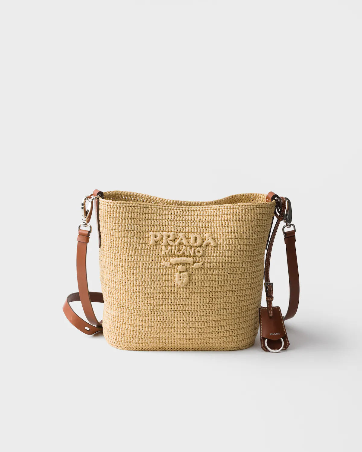 Small crochet and leather bucket bag