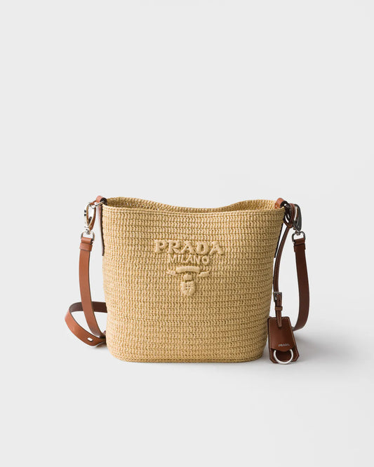 Small crochet and leather bucket bag