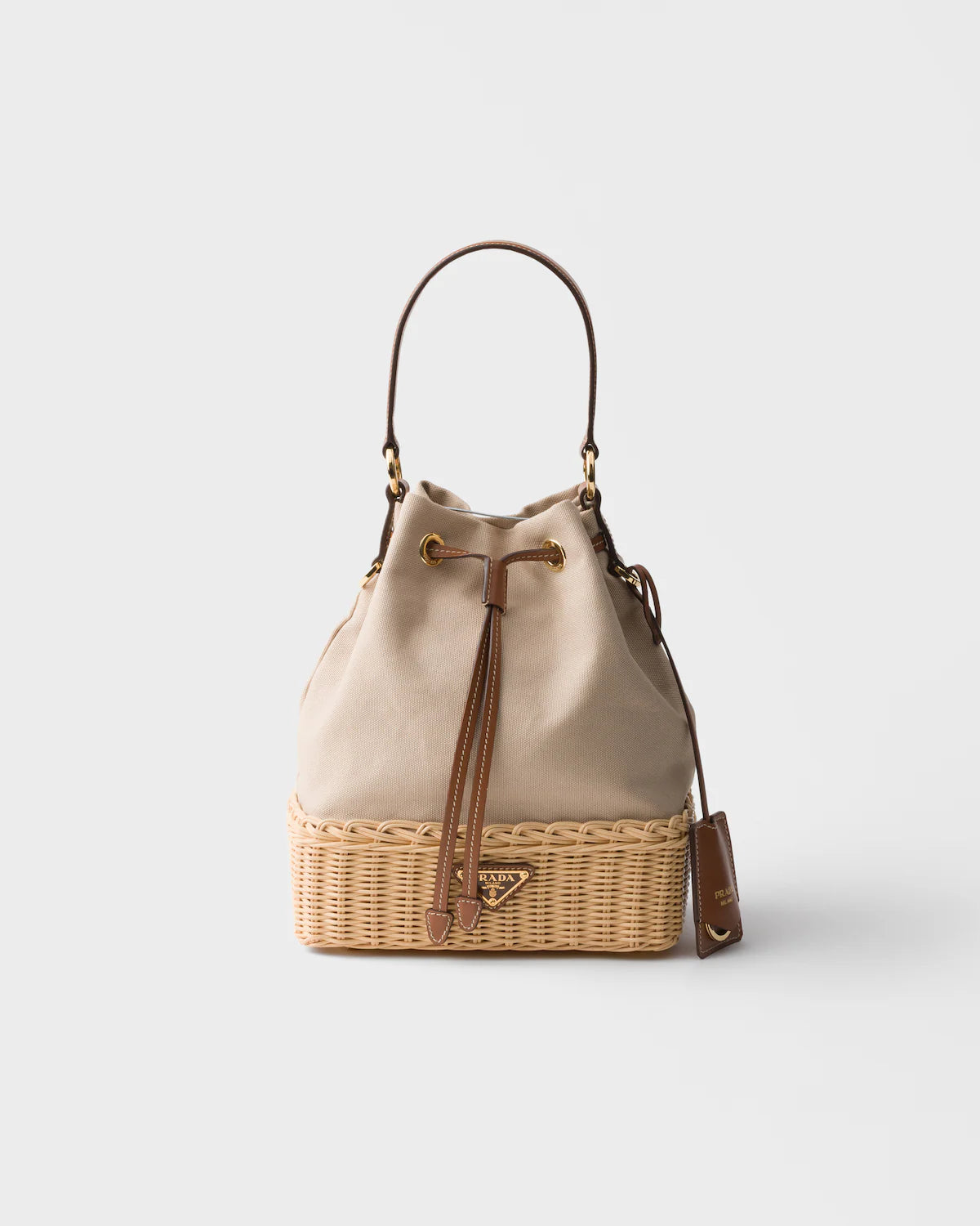 Medium crochet and leather tote bag