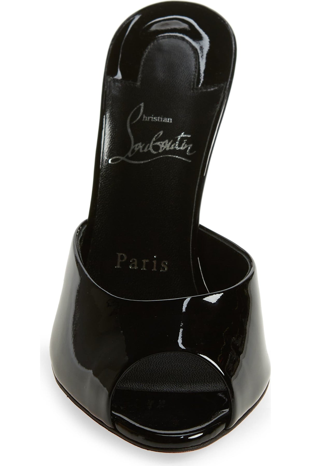 Cristian louboutin  Patent Leather Peep-Toe Mule (Red Sole Edition)