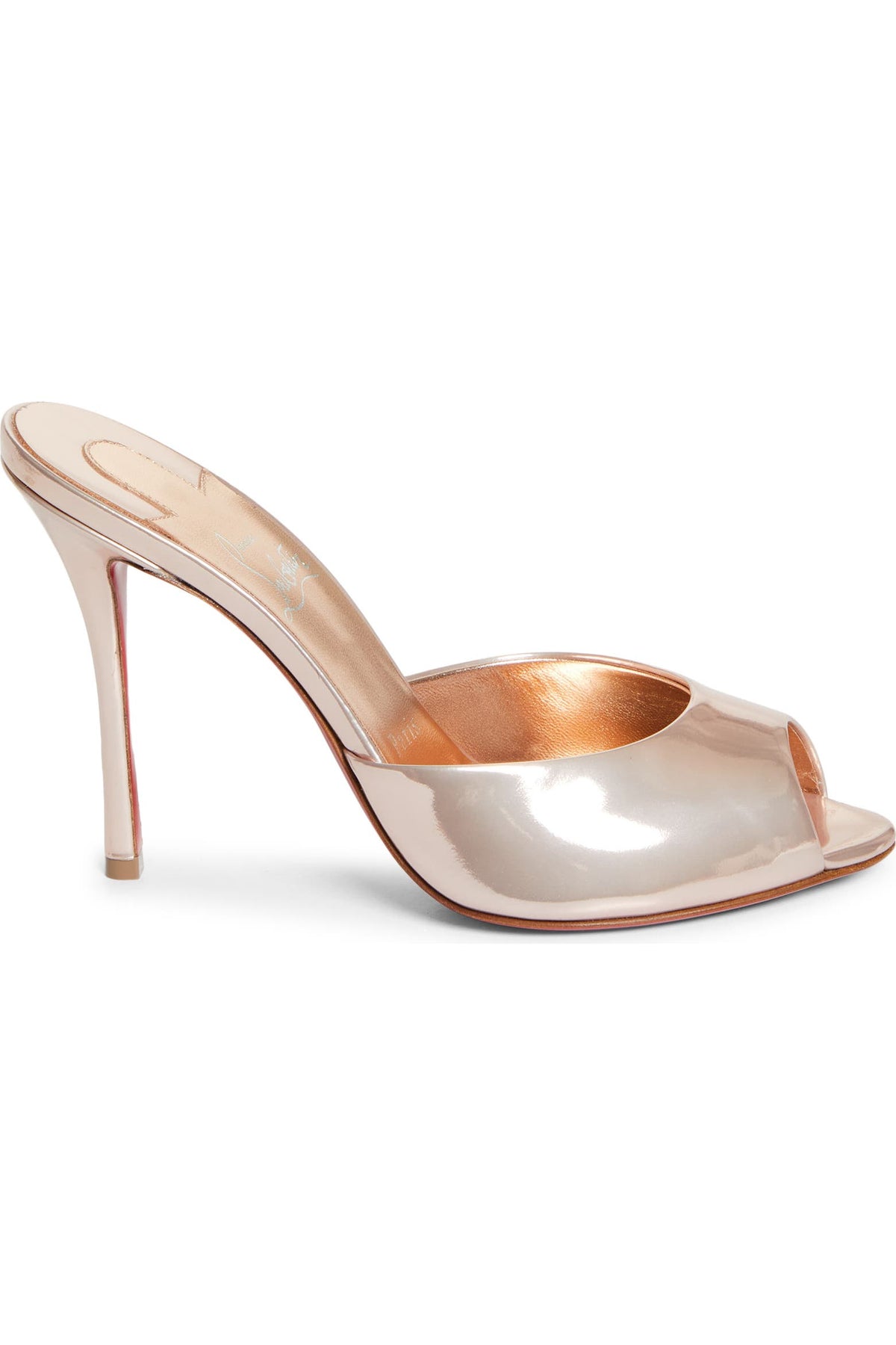 Cristian louboutin  Patent Leather Peep-Toe Mule (Red Sole Edition)