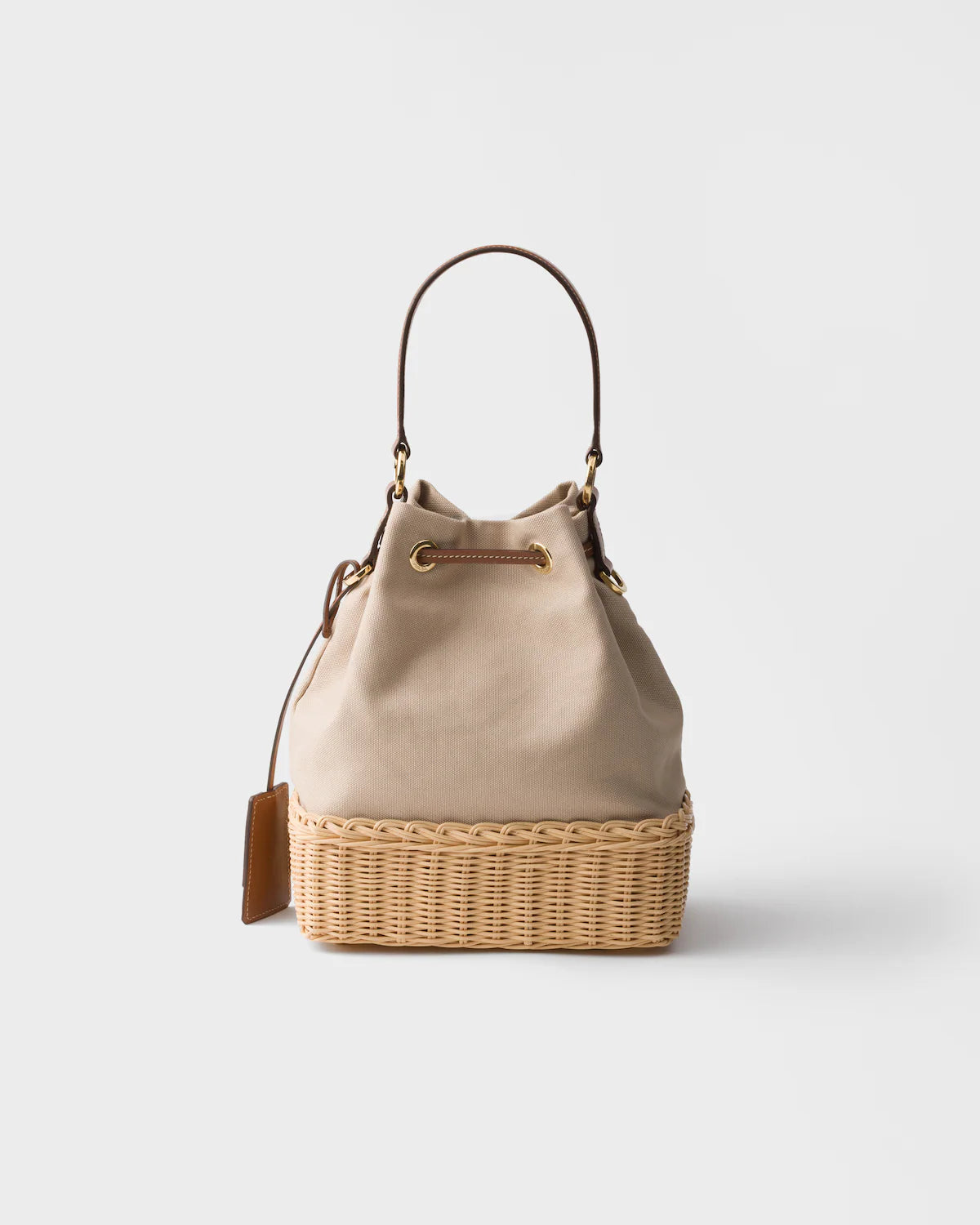 Medium crochet and leather tote bag