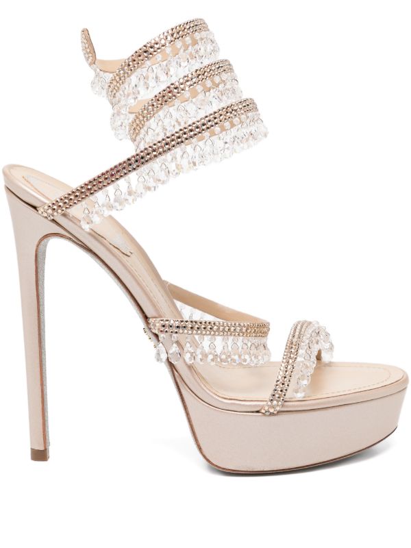 Rene Caovilla Crystal Fringe Platform Heels